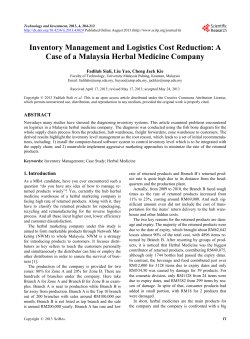 Inventory Management and Logistics Cost Reduction: A Case of a