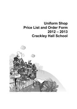 Uniform Shop Price List and Order Form 2012 &ndash; 2013 Crackley Hall