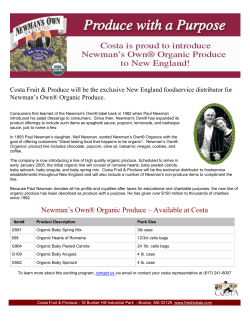 Newman`s Own&reg; Organic Produce &ndash; Available at