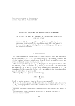 DERIVED GRAPHS OF SUBDIVISION GRAPHS 1. Introduction Let