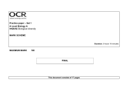 Practice paper &ndash; Set 1 A Level Biology A H420/02 Biological