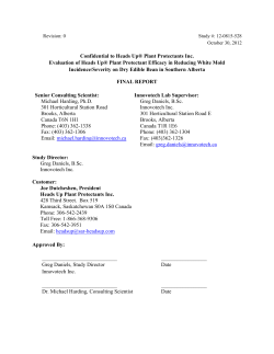 Evaluation of Heads Up&Acirc;&reg; Plant Protectant Efficacy in Reducing