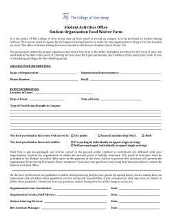 Student Activities Office Student Organization Food Waiver Form
