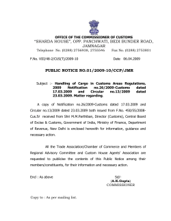 NOTIFICATION No. 26 / 2009 - Customs (NT)