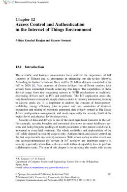 Access Control and Authentication in the Internet of Things