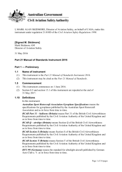 Part 21 Manual of Standards Instrument 2016