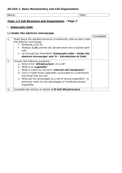 AS Unit 1: Basic Biochemistry and Cell Organisation Name: Date