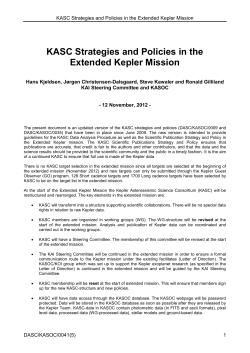 KASC Strategies and Policies in the Extended Kepler