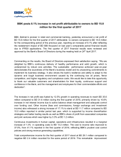 BBK posts 8.1% increase in net profit attributable to owners to BD