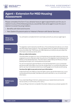 Agent &ndash; Extension for MSD Housing Assessment