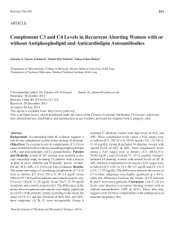 Complement C3 and C4 Levels in Recurrent Aborting Women with