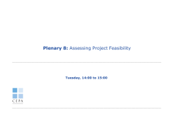Plenary 8: Assessing Project Feasibility