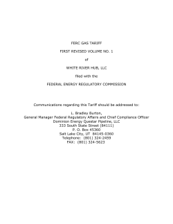 FERC GAS TARIFF FIRST REVISED VOLUME