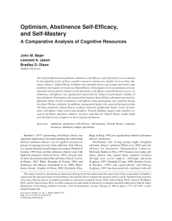 Optimism, Abstinence Self-Efficacy, and Self-Mastery