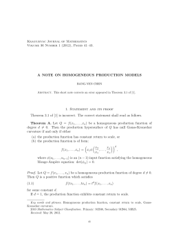 A NOTE ON HOMOGENEOUS PRODUCTION MODELS 1