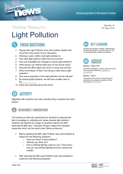 Teacher Resource Light Pollution Discuss the Light Pollution story