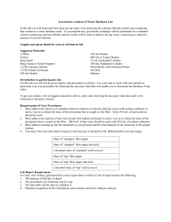 Gravimetric Analysis of Water Hardness Lab In this lab you will