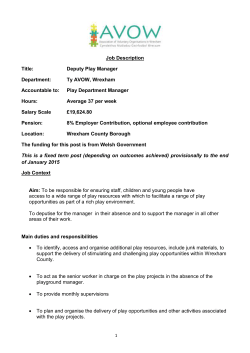 Job Description Title: Deputy Play Manager Department: Ty AVOW