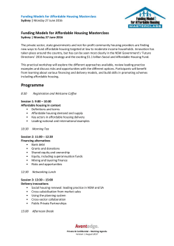 Funding models for affordable housing masterclass