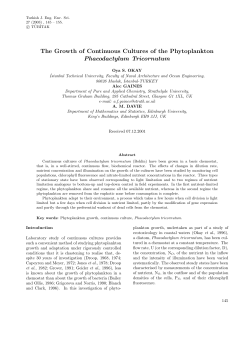The Growth of Continuous Cultures of the Phytoplankton