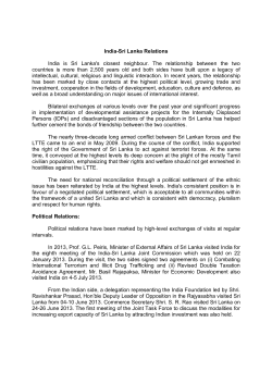 India-Sri Lanka Relations - The Ministry of External Affairs