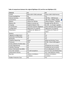 Table of comparisons between the original Digifobpro (V1) and the
