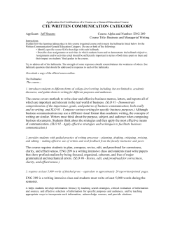 ENG 209 General Education CTE Application for Certification