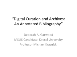 Digital Curation and Archives: An Annotated Bibliography