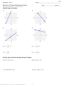 Worksheet - Review of Linear Functions and equations