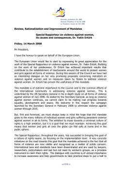 Review, Rationalization and Improvement of Mandates Special