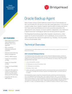 Oracle Backup Agent - BridgeHead Software