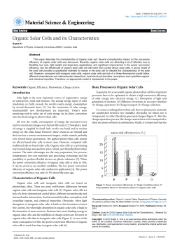 Organic Solar Cells and its Characteristics