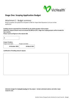 Stage One: Scoping Application Budget Attachment 2