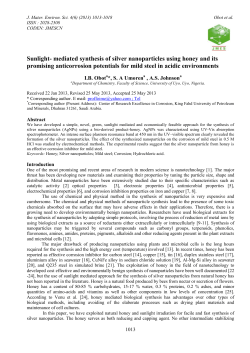 Sunlight- mediated synthesis of silver nanoparticles using honey