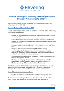 Havering`s Equality and Diversity Achievements 2013-14