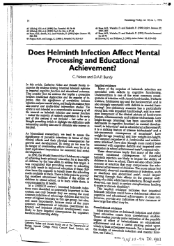 1 Does Helminth Infection Affect Mental Processing and