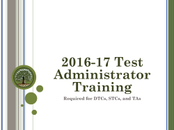 District Test Coordinator Training 2016-17
