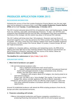 PRODUCER APPLICATION FORM 2015 BACKGROUND