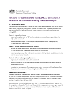 Template for submissions to the Quality of assessment in vocational