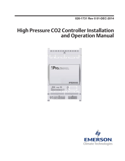 High Pressure CO2 Controller Installation and Operation Manual
