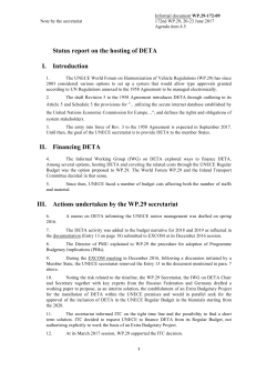 Status report on the hosting of DETA I. Introduction