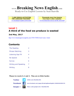 Level 1 A third of the food we produce is wasted
