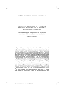 the contribution of the journal L`Enseignement Math&eacute;matique