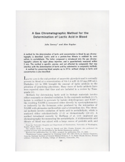 A Gas Chromatographic Method for the Determination of Lactic Acid