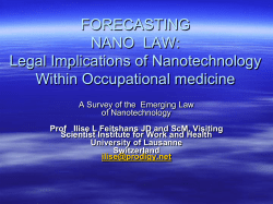 FORECASTING NANO LAW: Legal Implications of Nanotechnology