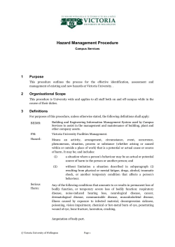 Hazard Management Procedure - Victoria University of Wellington