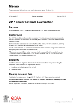 Memo 007/17 Senior secondary - Queensland Curriculum and