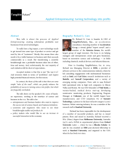 Applied Entrepreneuring: turning technology into profits Tangible