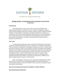 Institutional Procurement Backgrounder