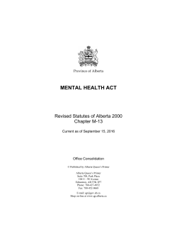 Mental Health Act - Alberta Queen`s Printer
